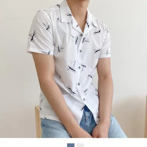 [에이치플러스몰]남자여름셔츠 반팔남방 오픈카라 남자린넨셔츠 남