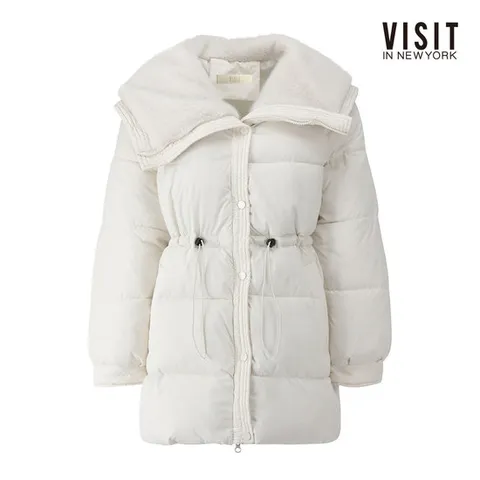 [ 롯데백화점 ][비지트인뉴욕]퍼 카라 스트링 미디 패딩 점퍼 V5BJP09