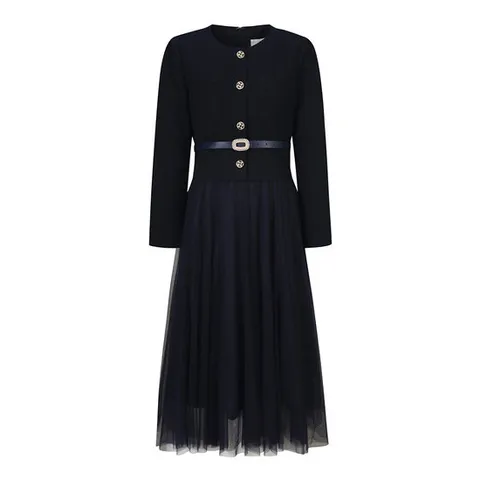 [베스띠벨리]트위드 블록 튤 롱원피스 BJOAI7527 H