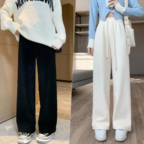 여성 가을 겨울 코듀로이 팬츠 기모 허리 밴딩 고무줄 데일리 트레이닝 팬츠