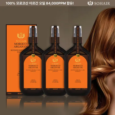 쏘헤어 [정가 96,000원/오렌지에디션] 모로코 아르간오일 리파인드 더블케어 헤어에센스 100ml 3개