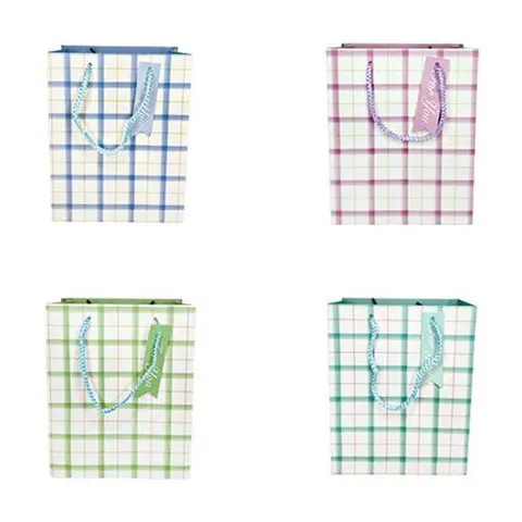 파스텔 체크 쇼핑백 대 10매입 기념일 행사 선물가방 생일쇼핑백 선물용쇼핑백