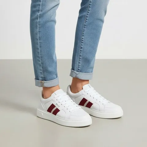 발리 삼선 로고 칼프 레더 남성 스니커즈 MOONY F007