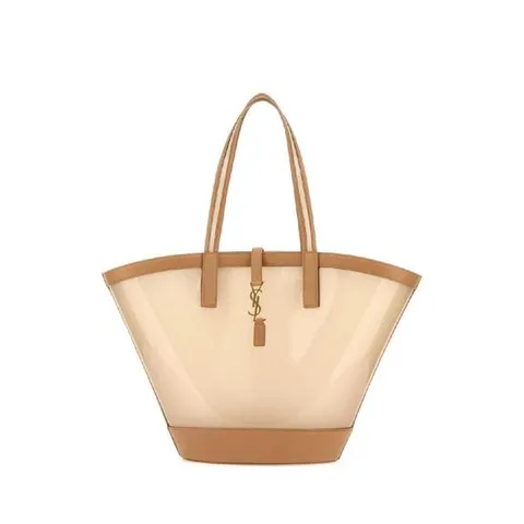 SAINT LAURENT 투톤 비닐 amp 가죽 파니에 쇼핑백 773697FAC0F 2275