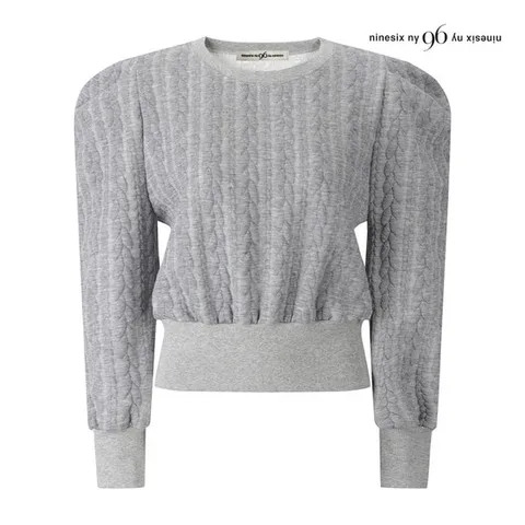 [ 롯데백화점 ]나인식스뉴욕  꽈배기 자가드 퍼프 맨투맨 티셔츠 (NPBTS016M0)