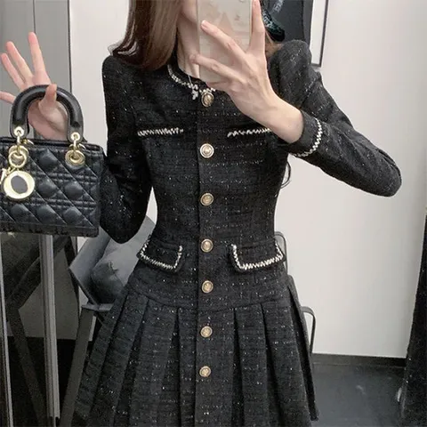 [아리엘스타일]트위드원피스 하객룩 연말룩 페누카미니원피스