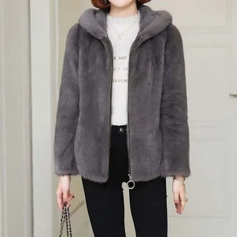 겨울 퍼자켓 모피 점퍼 코트 부드러운 중년 여성 외출 패션 양면