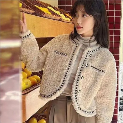 겨울 퍼자켓 모피 점퍼 코트 여성 숏 노카라 아우터 하객룩 데이