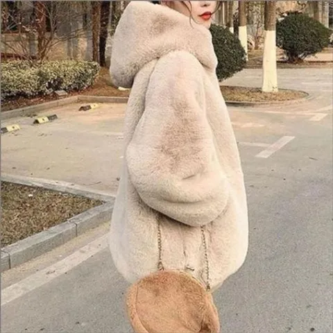 겨울 퍼자켓 모피 점퍼 코트 여성 부들 오버핏 후드집업 털잠바