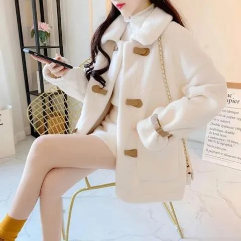 겨울 퍼자켓 모피 점퍼 코트 폭닥 양털 덤블 토글 버튼 하프 데
