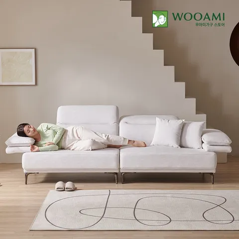 [리퍼]우아미가구 밀키 3.5인 무빙헤드 갤럭시 패브릭 소파 2color