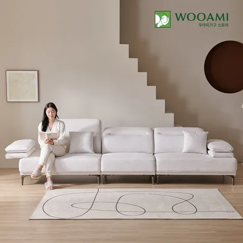 [리퍼]우아미가구 밀키 5인 무빙헤드 갤럭시 패브릭 소파 2color