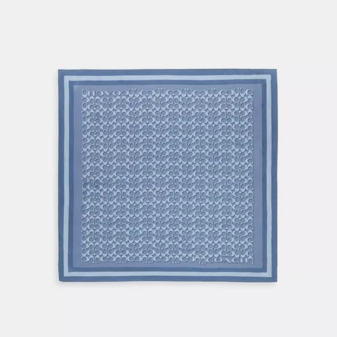 코치 시그니처 실크 스퀘어 스카프 라이트 데님