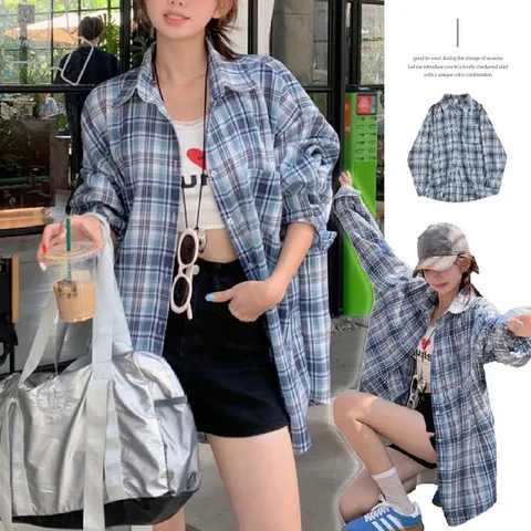 [에어플레인][A.I.P] 상콤 블루 체크 남방 셔츠