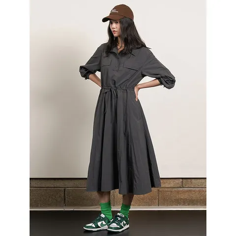 [올리브데올리브][올리브데올리브] 셔츠형허리밴딩원피스