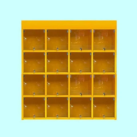 개인보호구함 16구(135x40x148cm)-안전보호구 보관함 전면 투명PC창