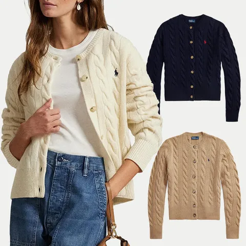 폴로 랄프로렌 여성 울 케시미어 케이블 니트 가디건