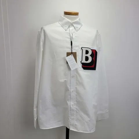 [BURBERRY] 버버리 긴팔 B 로고 셔츠 화이트 8050134