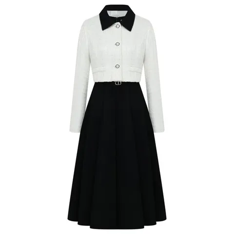 [라인어디션]엘레 배색카라 원피스 NWOPPL3000