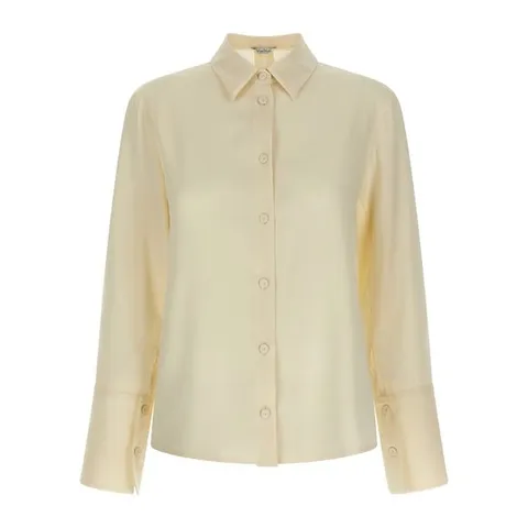 막스마라 실크 크레이프 드 신 어시메트릭 헴 블라우스 2611111