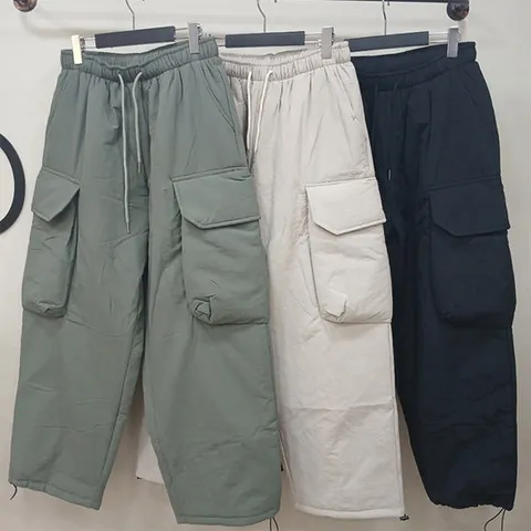 옷자락 / 남자 여자 겨울 솜패딩 빅카고 스트링 와이드핏 바지