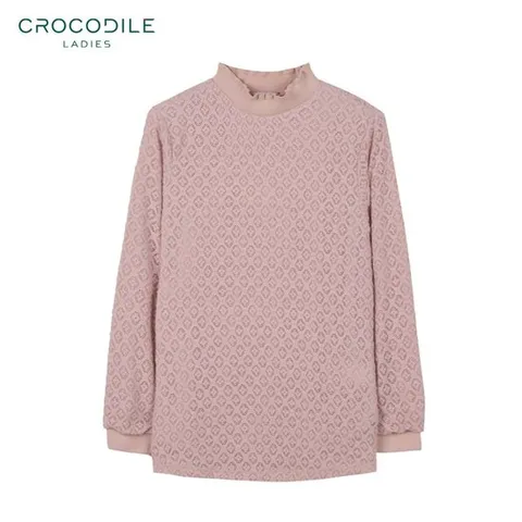 프릴넥 플라워 패턴 블라우스 티셔츠_CLBWTS101