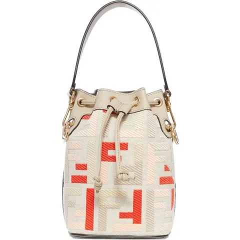 펜디 미니 몬 트레저 FF-자카드 버킷 백 8BS093AV10 F048K