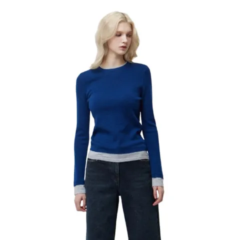 [ 롯데백화점 ][시슬리]라운드 레이어드 배색 니트 SAKPE7611