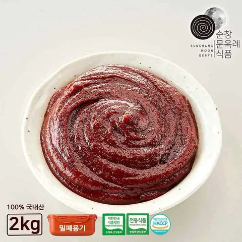 순창문옥례식품 국내산 전통 찹쌀 고추장 2kg 밀폐용기