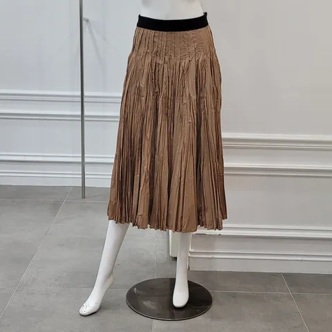 [미니멈]핀턱 밴딩볼륨 스커트 (MYAAWS1210 DB)_IC