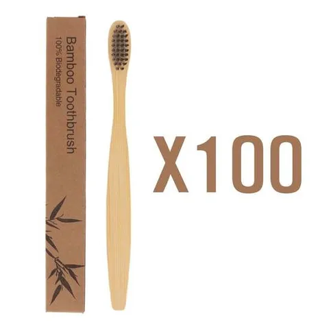 단체굿즈 대량구매 대나무 칫솔 블랙 100개 개별포장