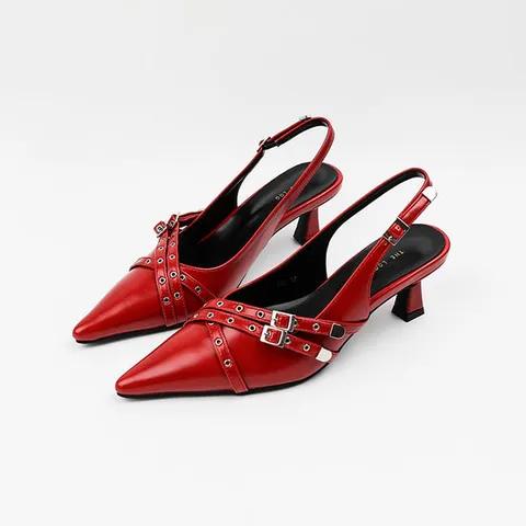 [ 롯데백화점 ][신난다슈]여성 슬링백 힐 5cm 여자 스틸레토 슬링백 구두 펌프스 미들힐 LO251144 레드