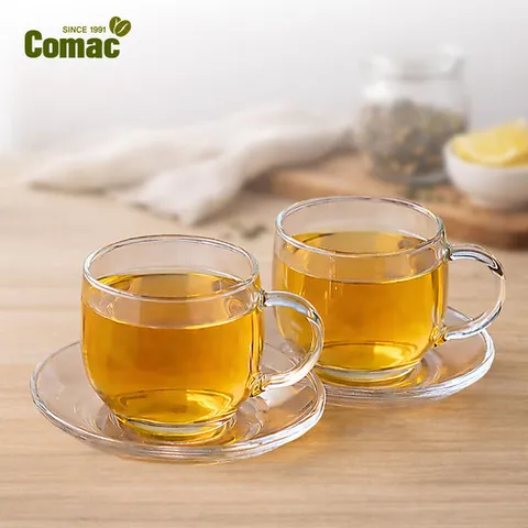 코맥 유리 찻잔 받침 세트 200ml 2조 (TC2S1) [유리잔/유리컵/티컵/찻잔세트/티포트/유리티포트/유리잔세트/티포트세트/티용품세트]
