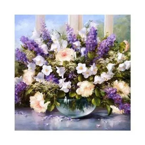 DIY 보석십자수 창가의 라벤더화병 30x30 보석십자수 보석 십자수 만들기 보석십자수만들기 취미 집콕 명화보석십자수 꽃보석십자수