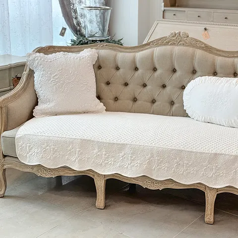 [마메종] 로즈 면 퀼팅 쇼파패드-화이트 (4인용)