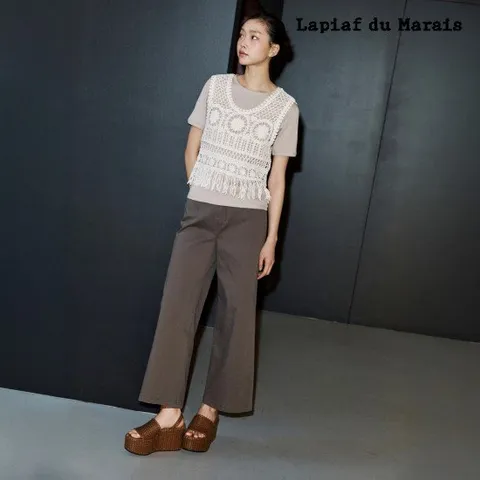 라삐아프 26SS 워시드 세미 와이드 크롭 데님 팬츠 1 + 1세트