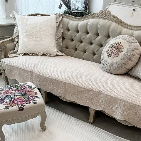 [마메종] 로즈 면 퀼팅 쇼파패드-베이지 (4인용)