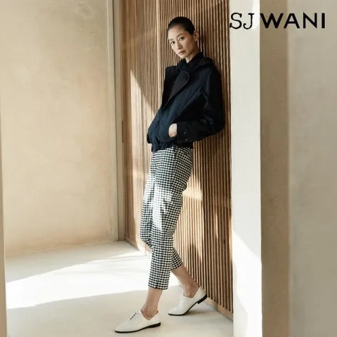 SJ와니 26SS 깅엄 크롭 사브리나 백 밴딩 팬츠 1종 (골프)