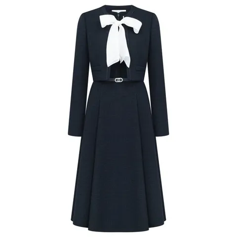 [라인어디션]배색리본 플레어 원피스 NMWOPQA320