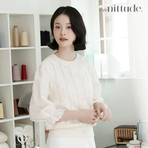 엔니튜드 자수 블라우스 소매 가디건 2종
