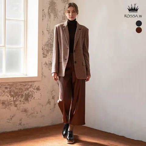 로사W faux 레더 와이드팬츠 2종 택1