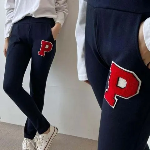 P패치 슬림핏 스타일링 걸스 외출복 데일리룩 데일리 고무줄 바텀스 스포츠웨어 스포츠웨어