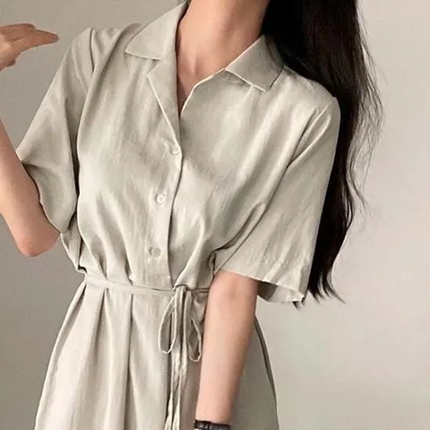 일상칼라 오픈칼라셔츠 루즈실루엣 맥시원피스 클래식
