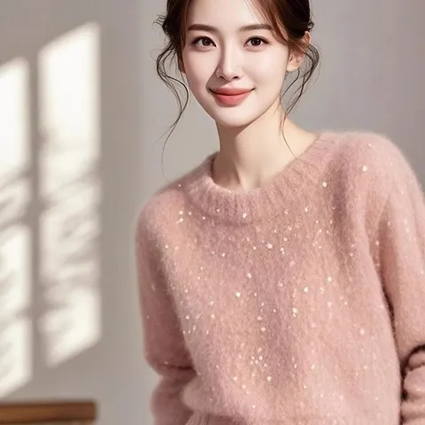 제로투올샵 / 여성 봄가을 긴팔 니트 티셔츠 러블리 디자인 핑크레드 S