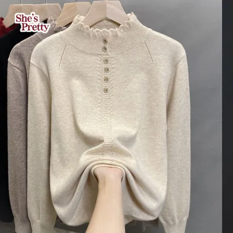 [쉬즈프리티] 버짓프릴반목니트_여성겨울니트