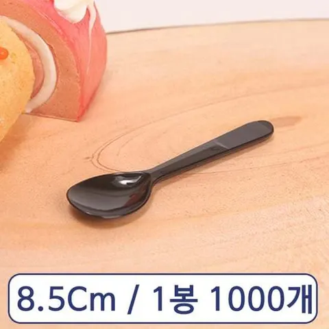 현이몰 아이스크림 스푼 8.5cm C형 검정 벌크 1봉 1000개 아이스크림스푼 일회용포크 칼라포크