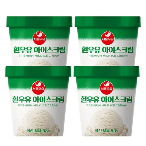 서울우유 흰우유 아이스크림 474mlx4개