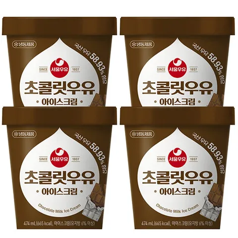 서울우유 초콜릿우유 아이스크림 474mlx4개