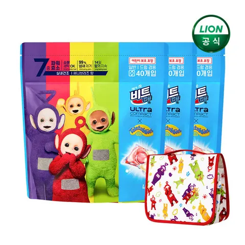 비트x텔레토비 캡슐세제 40입x3개+행잉파우치x1개