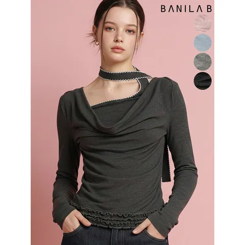 [바닐라비]여성 드레이프 초커 티셔츠